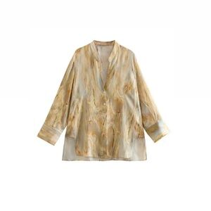 Elegant Cream and Gold Women's Top and Matching Pant set